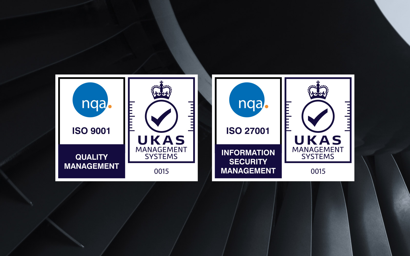 ISO 9001 and ISO 27001 accreditation badges for Aerogility